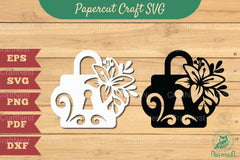 Floral Padlock Papercut SVG Bundle - CraftNest - Digital Crafting and Art