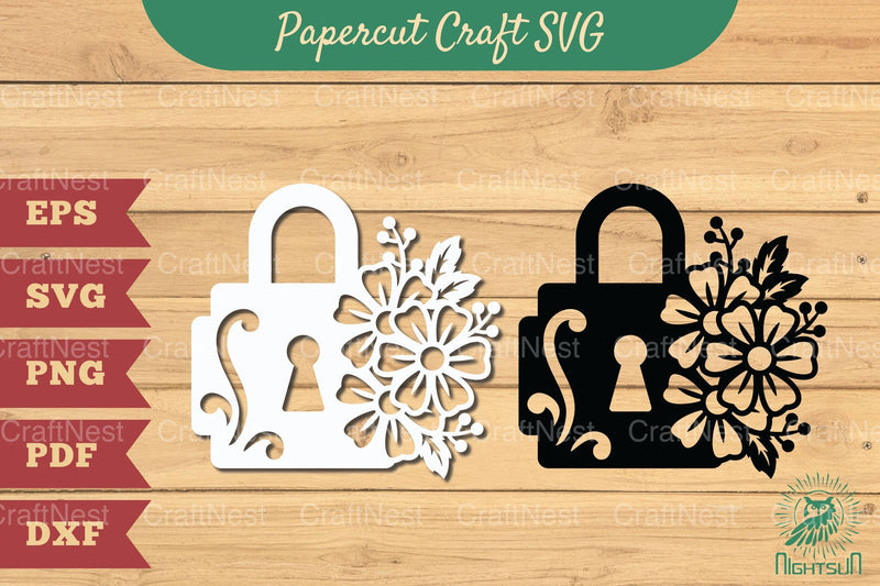 Floral Padlock Papercut SVG Bundle - CraftNest - Digital Crafting and Art