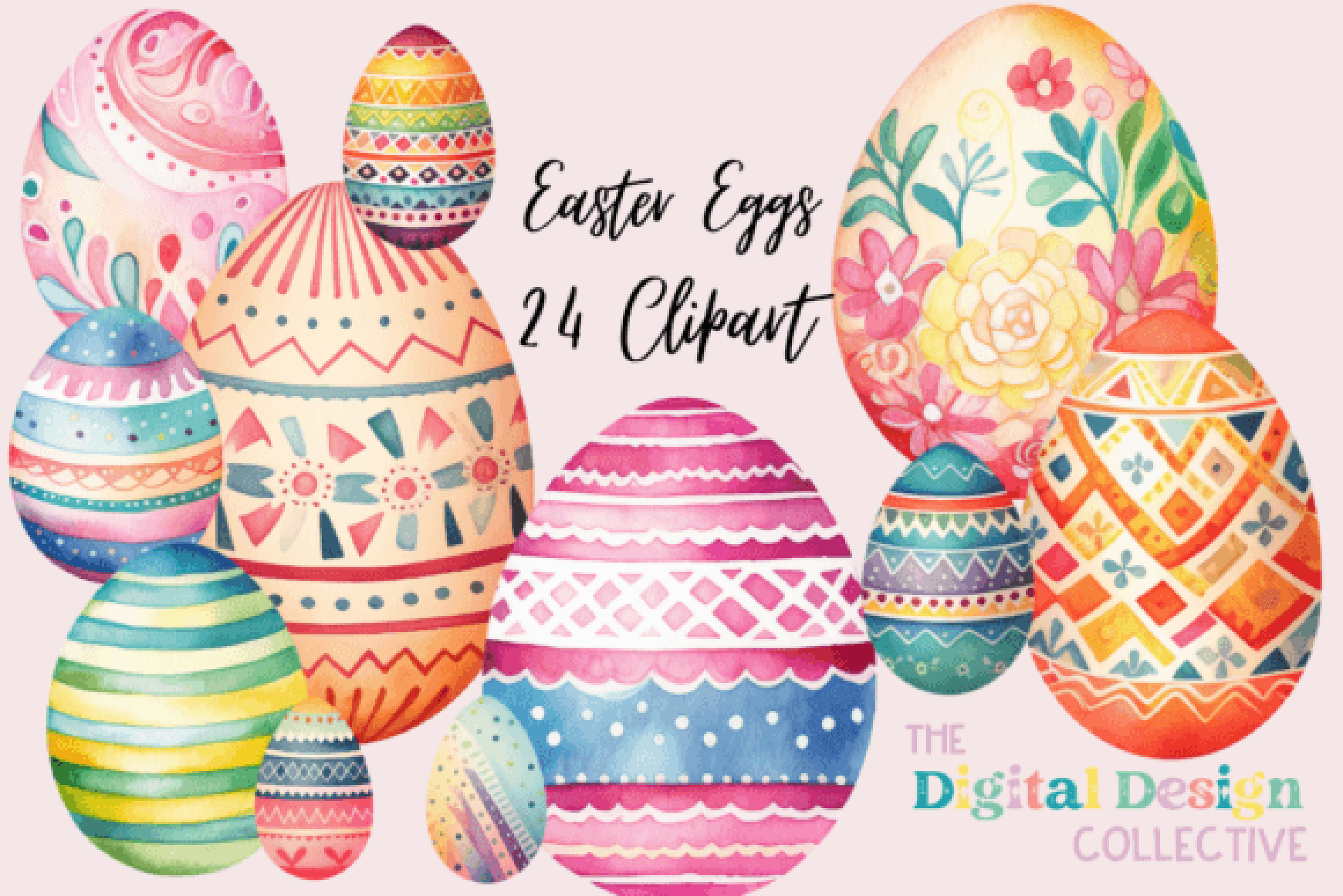 Colorful Painted Easter Eggs Clipart Bundle - CraftNest - Digital Crafting and Art
