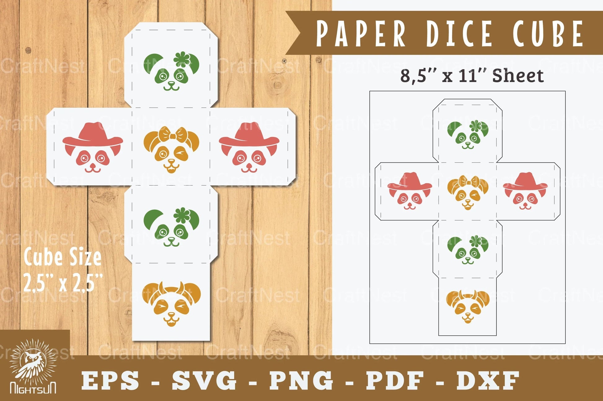 Panda Paper Dice Cube Printable Clipart Bundle - CraftNest - Digital Crafting and Art