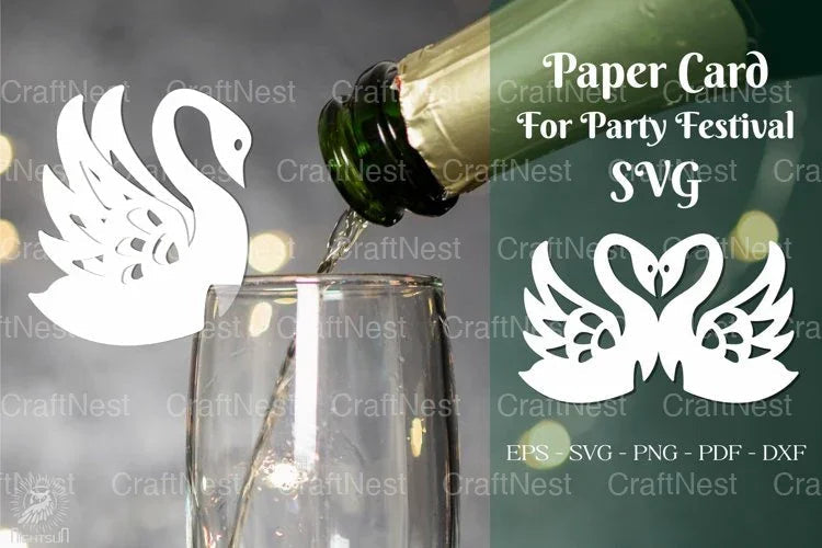 Swan Party Festival Cup Glass Decoration Clipart Bundle - CraftNest - Digital Crafting and Art
