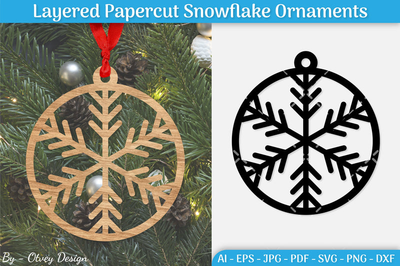 Papercut Christmas Snowflake Ornament SVG Bundle 3 - CraftNest - Digital Crafting and Art