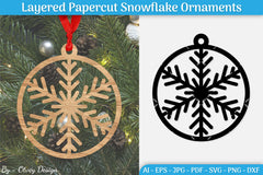 Papercut Christmas Snowflake Ornament SVG Bundle 4 - CraftNest - Digital Crafting and Art