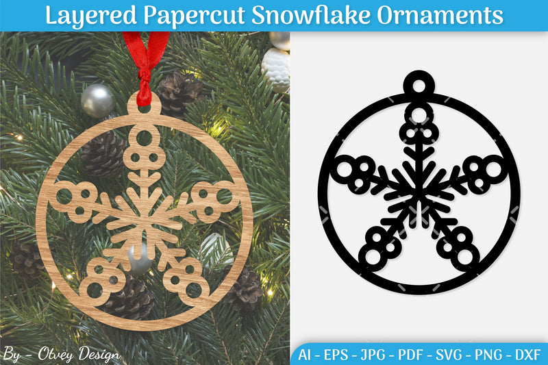 Papercut Christmas Snowflake Ornament SVG Bundle 8 - CraftNest - Digital Crafting and Art