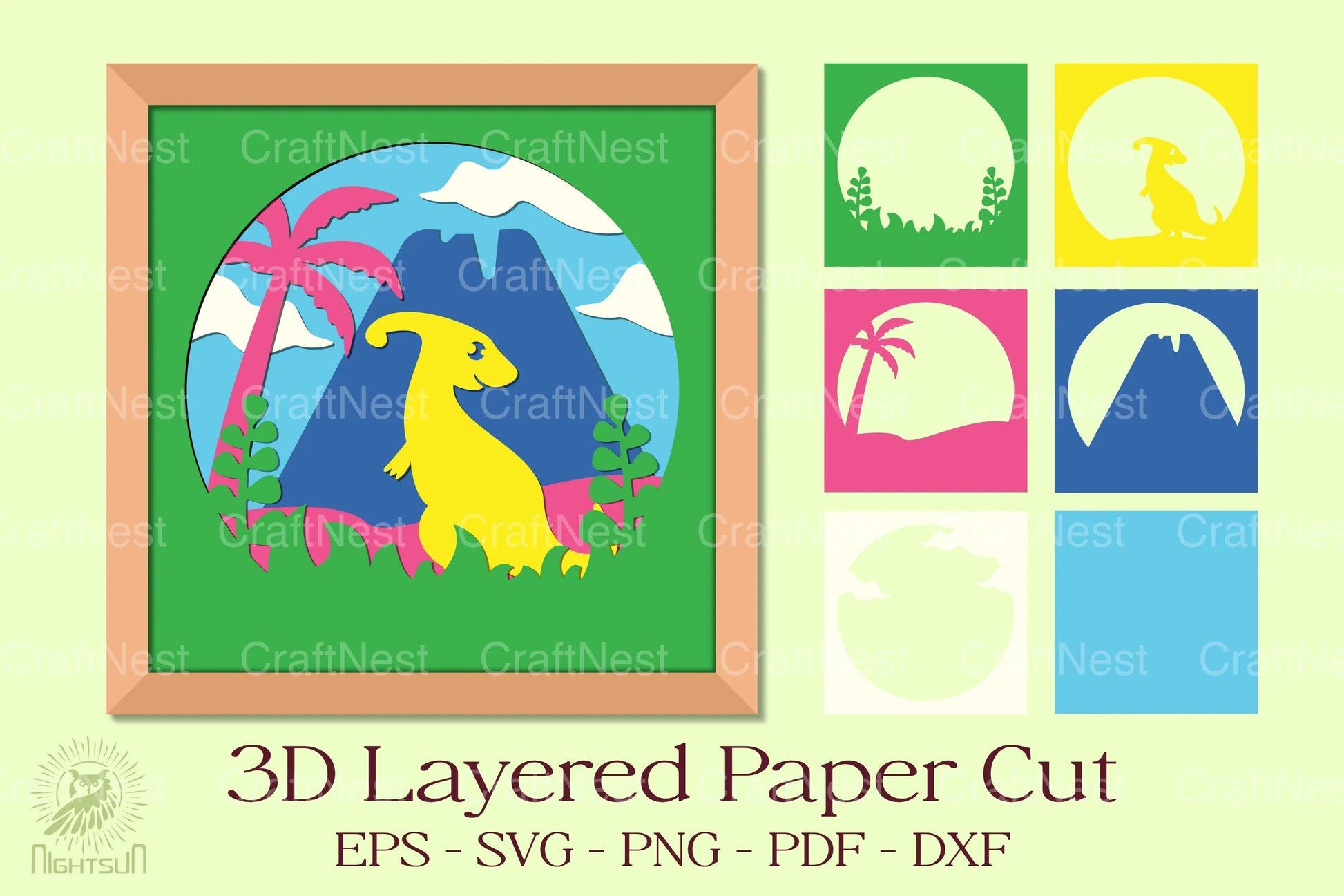 Parasaurolophus 3D Layered Papercut Clipart Bundle - CraftNest - Digital Crafting and Art