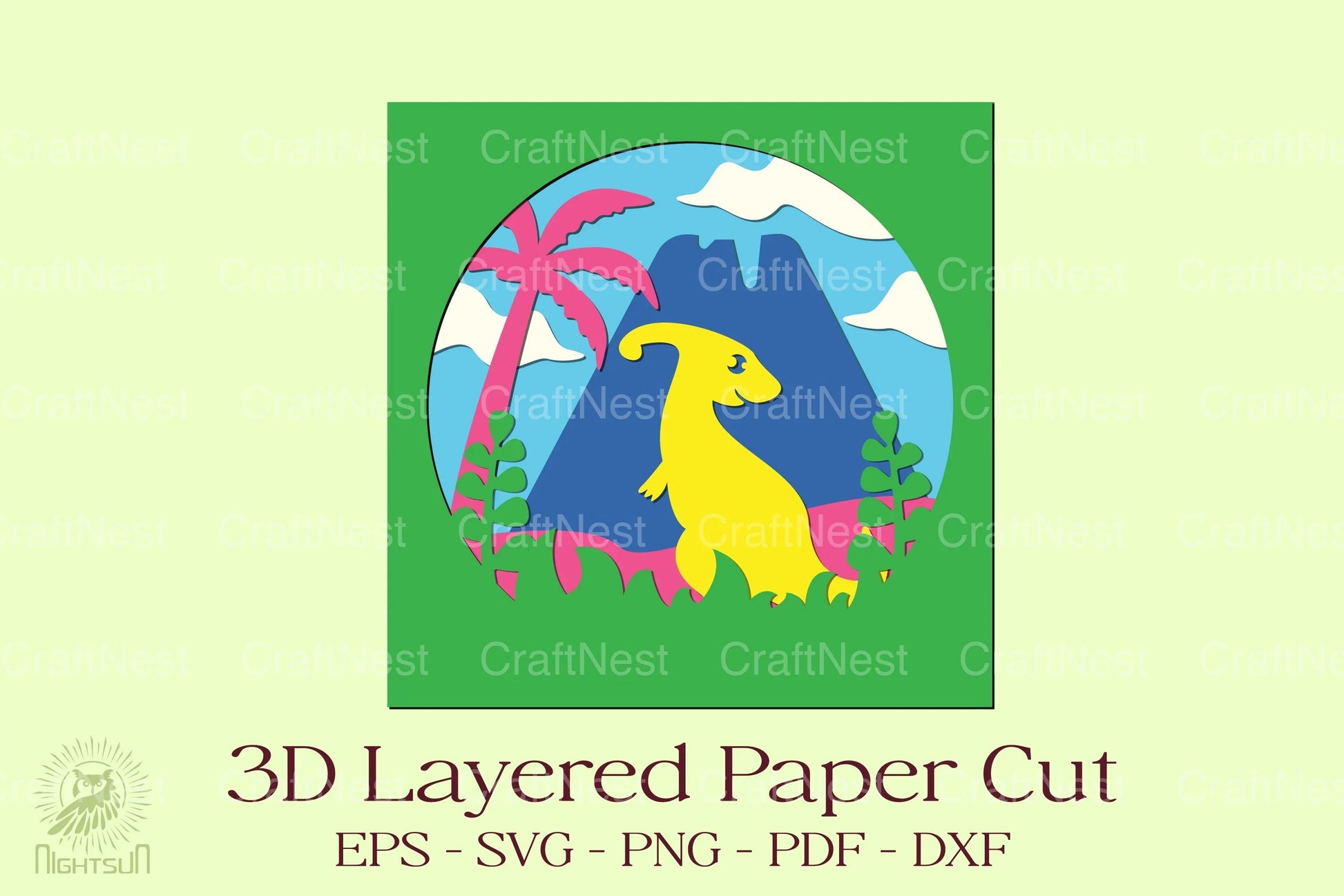 Parasaurolophus 3D Layered Papercut Clipart Bundle - CraftNest - Digital Crafting and Art