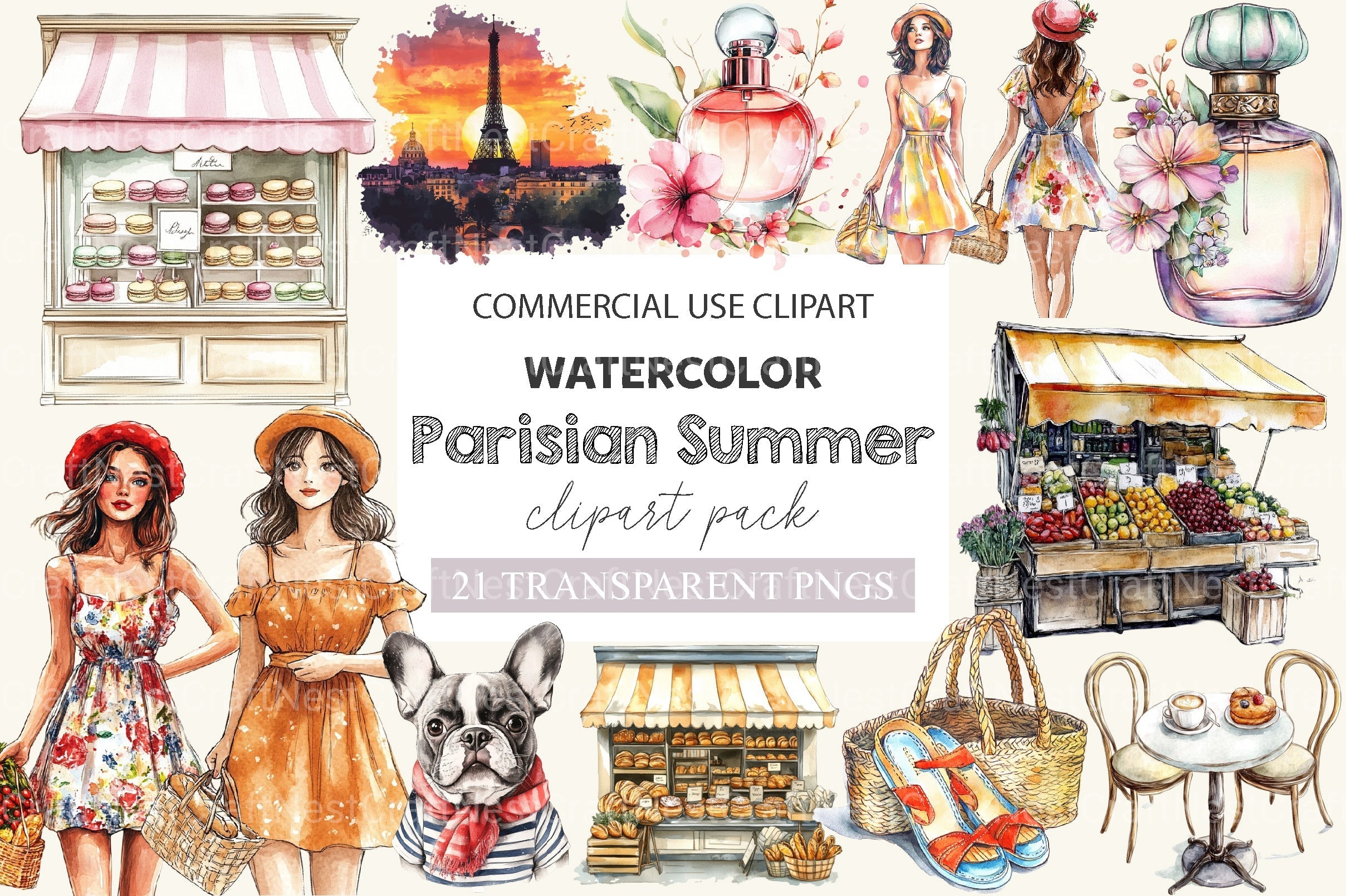 Parisian Summer Clipart Bundle 2
