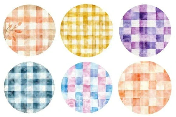 Pastel Gingham Circles Clipart Bundle - CraftNest - Digital Crafting and Art