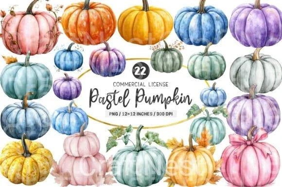 Pastel Pumpkin Clipart Bundle - CraftNest - Digital Crafting and Art