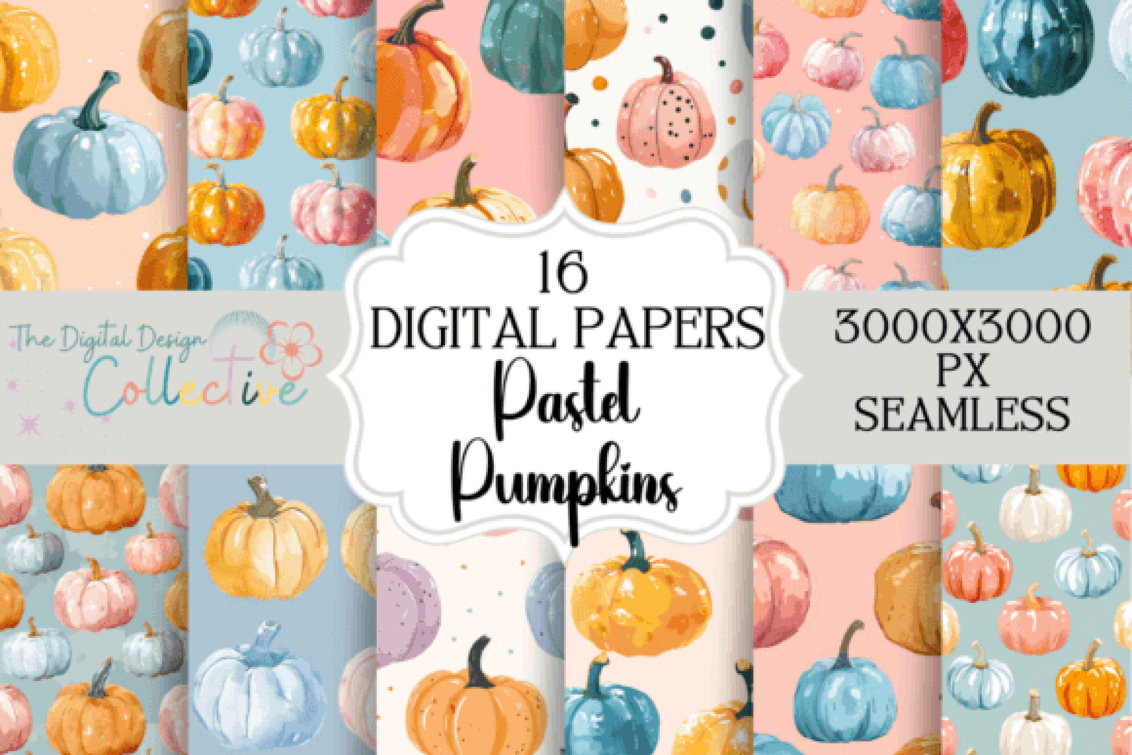 Pastel Pumpkins Digital Paper