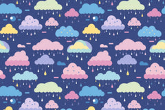 Seamless Pastel Rain Clouds Pattern Digital Paper - CraftNest - Digital Crafting and Art