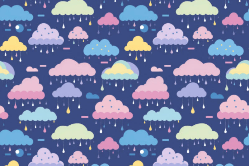 Seamless Pastel Rain Clouds Pattern Digital Paper - CraftNest - Digital Crafting and Art