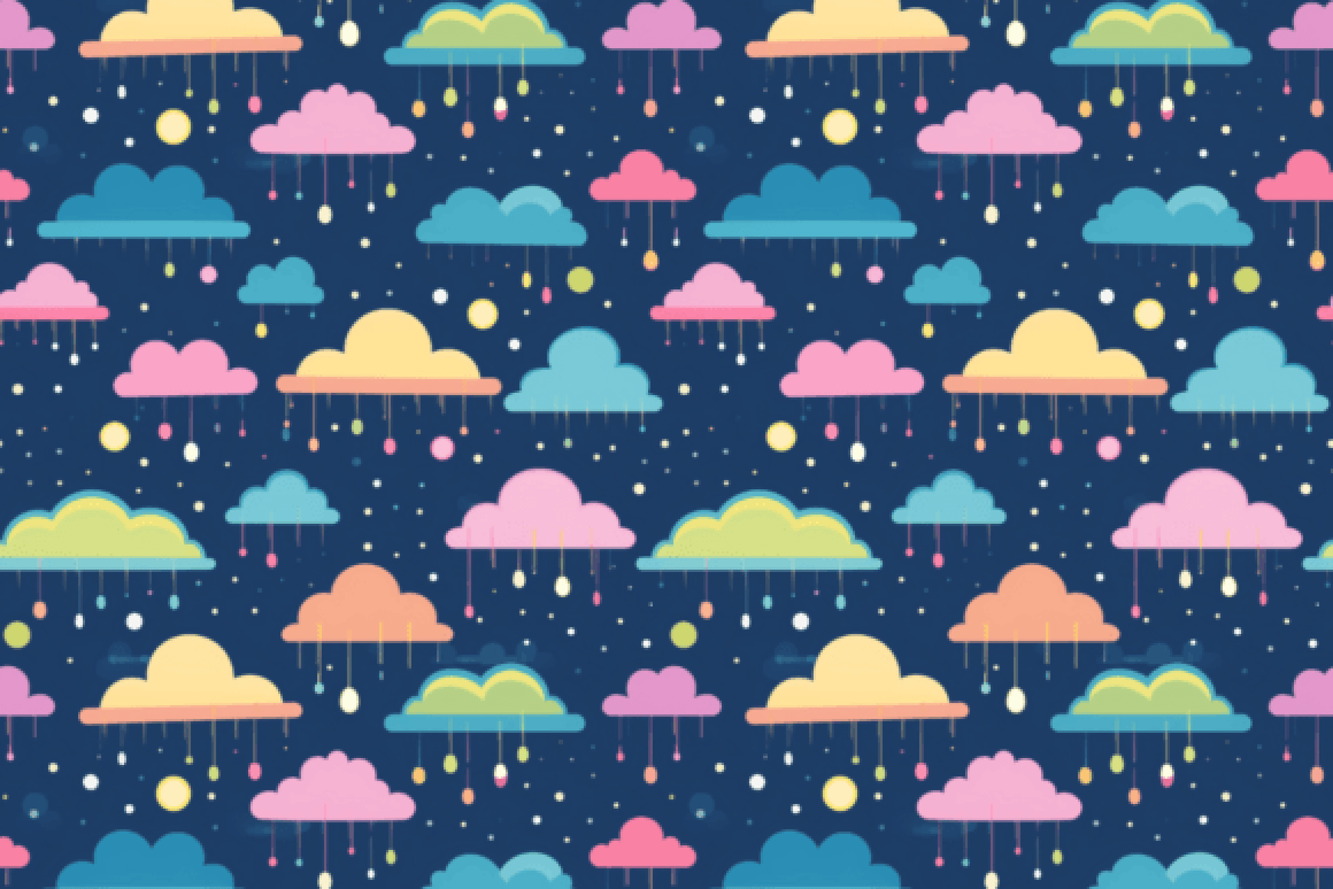Seamless Pastel Rain Clouds Pattern Digital Paper - CraftNest - Digital Crafting and Art