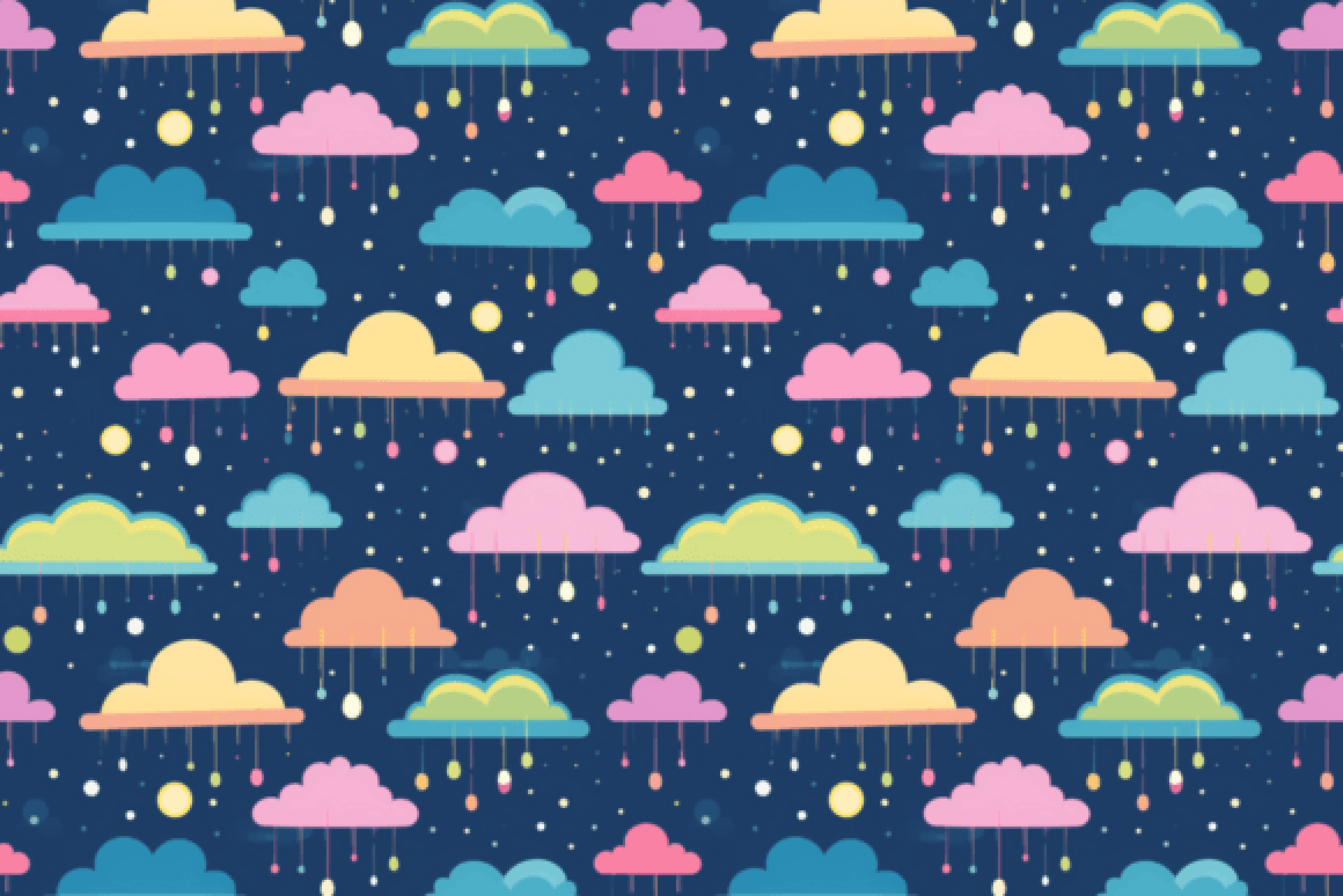 Seamless Pastel Rain Clouds Pattern Digital Paper - CraftNest - Digital Crafting and Art
