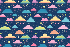 Seamless Pastel Rain Clouds Pattern Digital Paper - CraftNest - Digital Crafting and Art