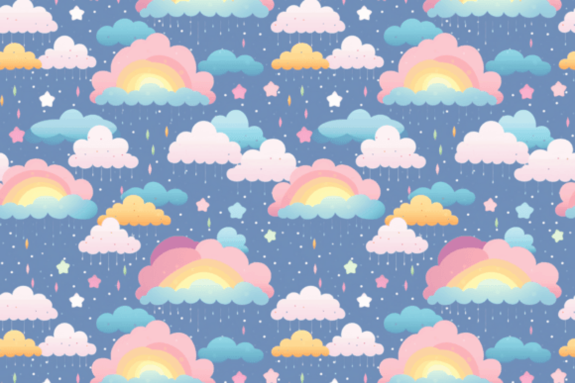 Seamless Pastel Rain Clouds Pattern Digital Paper - CraftNest - Digital Crafting and Art
