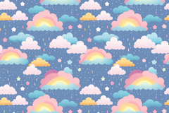 Seamless Pastel Rain Clouds Pattern Digital Paper - CraftNest - Digital Crafting and Art