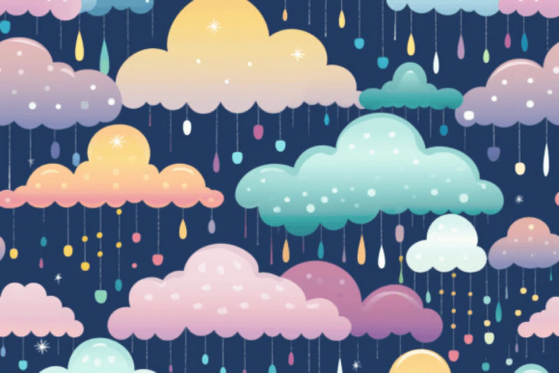Seamless Pastel Rain Clouds Pattern Digital Paper - CraftNest - Digital Crafting and Art