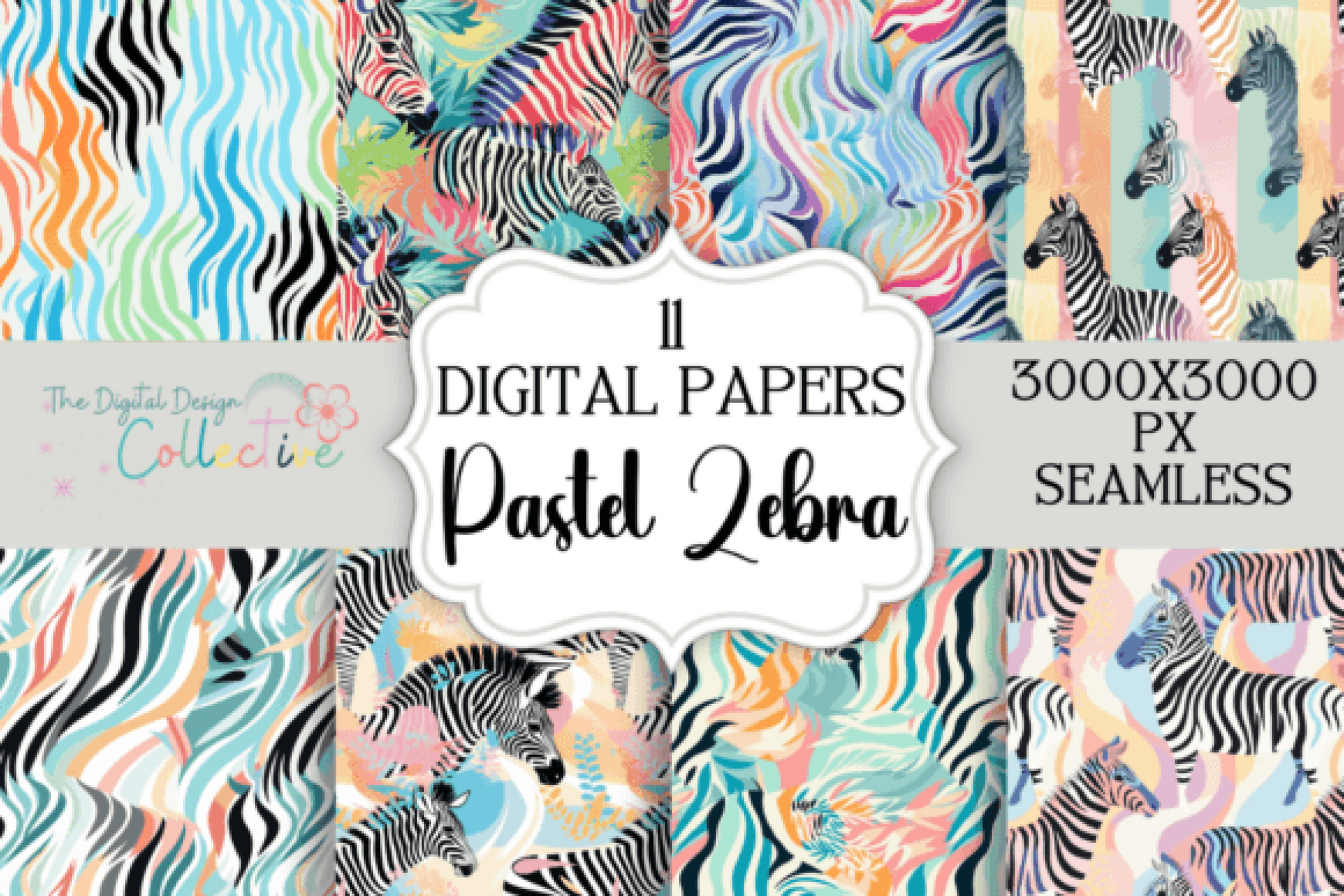 Pastel Zebra Seamless Digital Paper - CraftNest - Digital Crafting and Art
