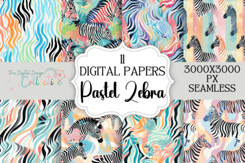Pastel Zebra Seamless Digital Paper - CraftNest - Digital Crafting and Art