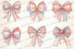 Pastel Kawaii Christmas Bow Clipart Bundle - CraftNest - Digital Crafting and Art