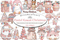 Pastel Kawaii Christmas Clipart Bundle - CraftNest - Digital Crafting and Art