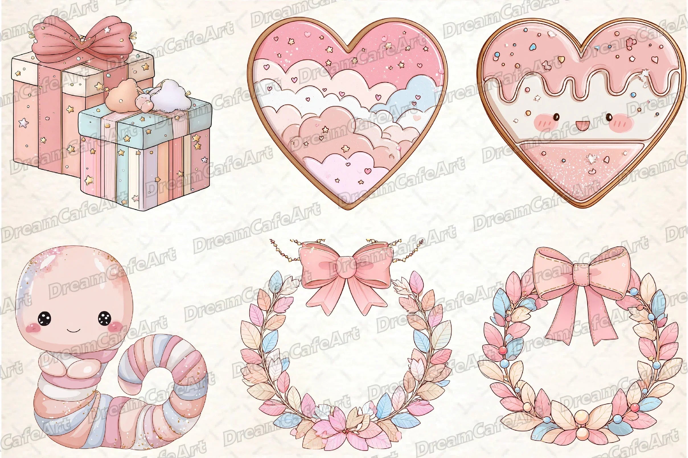 Pastel Kawaii Christmas Clipart Bundle - CraftNest - Digital Crafting and Art