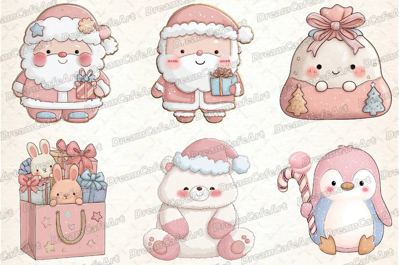Pastel Kawaii Christmas Clipart Bundle - CraftNest - Digital Crafting and Art