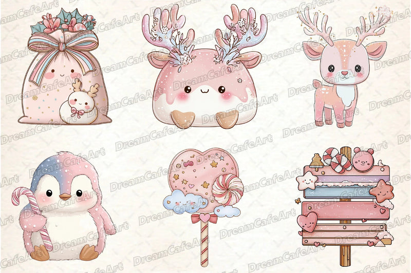 Pastel Kawaii Christmas Clipart Bundle - CraftNest - Digital Crafting and Art