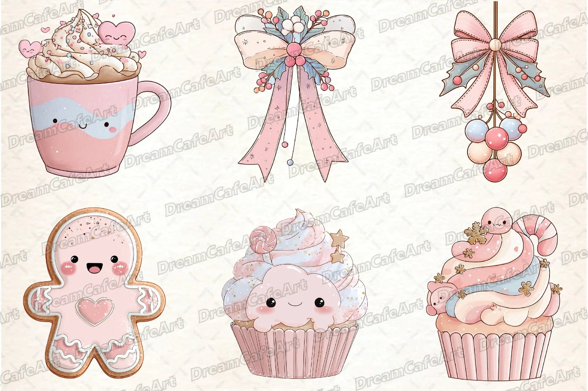 Pastel Kawaii Christmas Clipart Bundle - CraftNest - Digital Crafting and Art