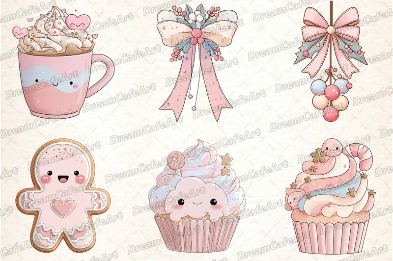 Pastel Kawaii Christmas Clipart Bundle - CraftNest - Digital Crafting and Art