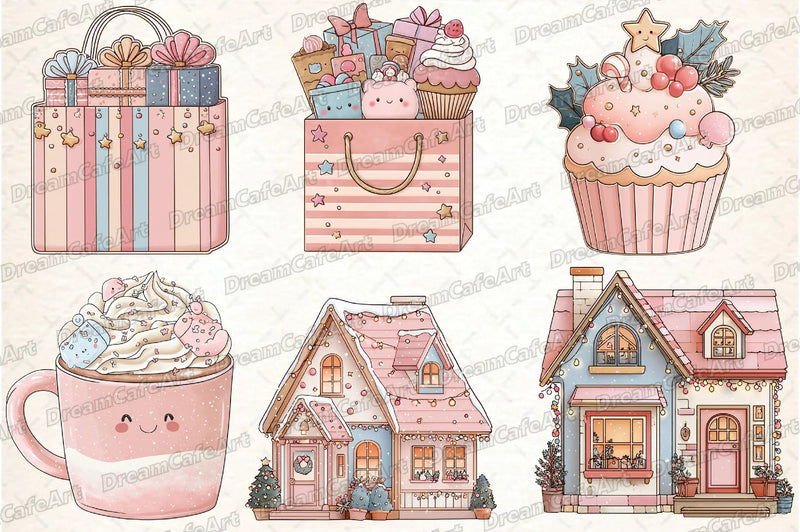 Pastel Kawaii Christmas Clipart Bundle - CraftNest - Digital Crafting and Art