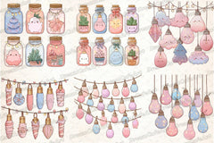 Pastel Kawaii Christmas Lights Clipart Bundle - CraftNest - Digital Crafting and Art