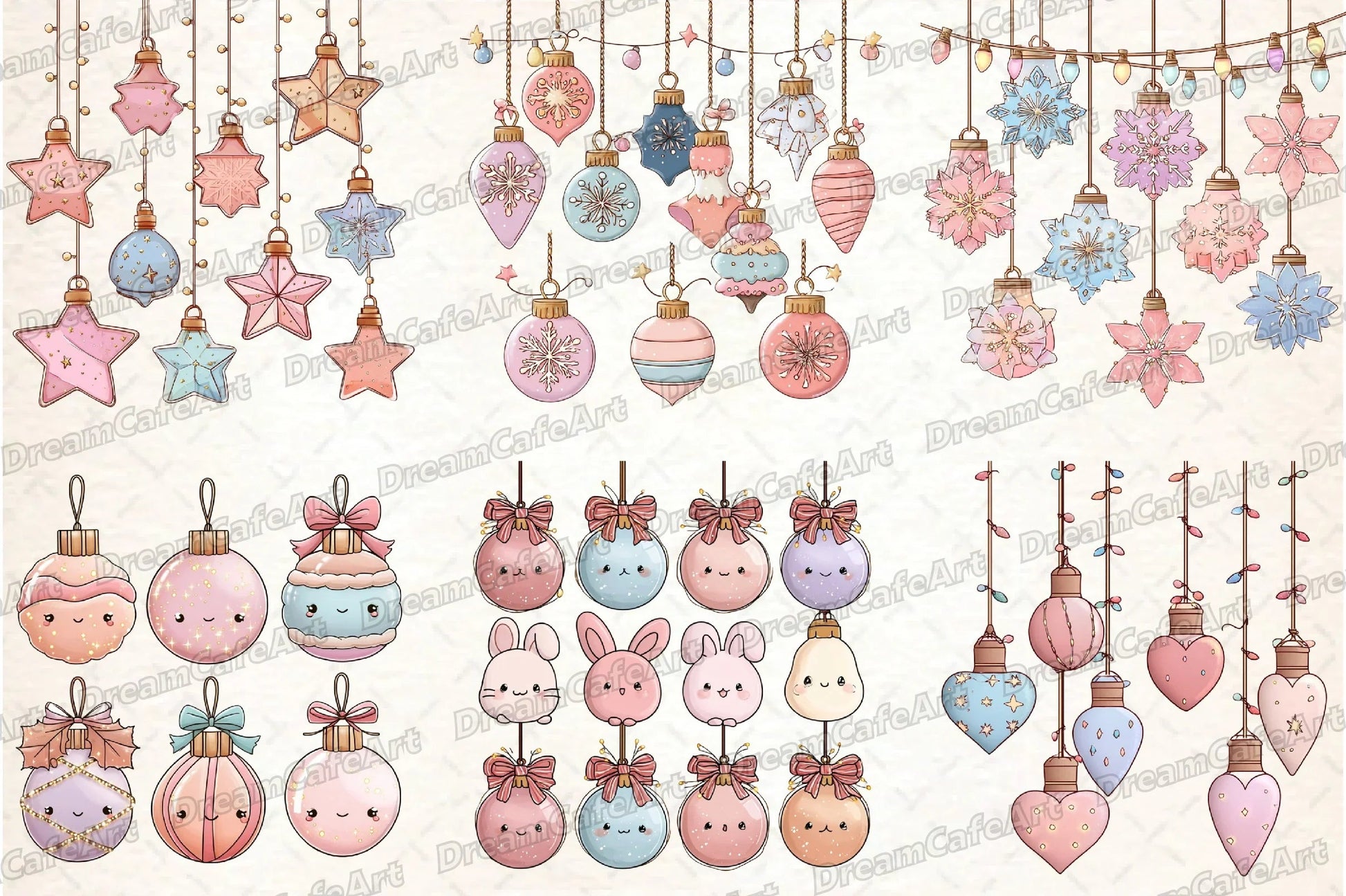 Pastel Kawaii Christmas Lights Clipart Bundle - CraftNest - Digital Crafting and Art