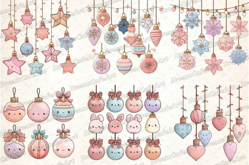 Pastel Kawaii Christmas Lights Clipart Bundle - CraftNest - Digital Crafting and Art