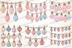 Pastel Kawaii Christmas Lights Clipart Bundle - CraftNest - Digital Crafting and Art
