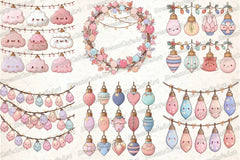 Pastel Kawaii Christmas Lights Clipart Bundle - CraftNest - Digital Crafting and Art