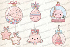 Pastel Kawaii Christmas Ornament Clipart Bundle - CraftNest - Digital Crafting and Art