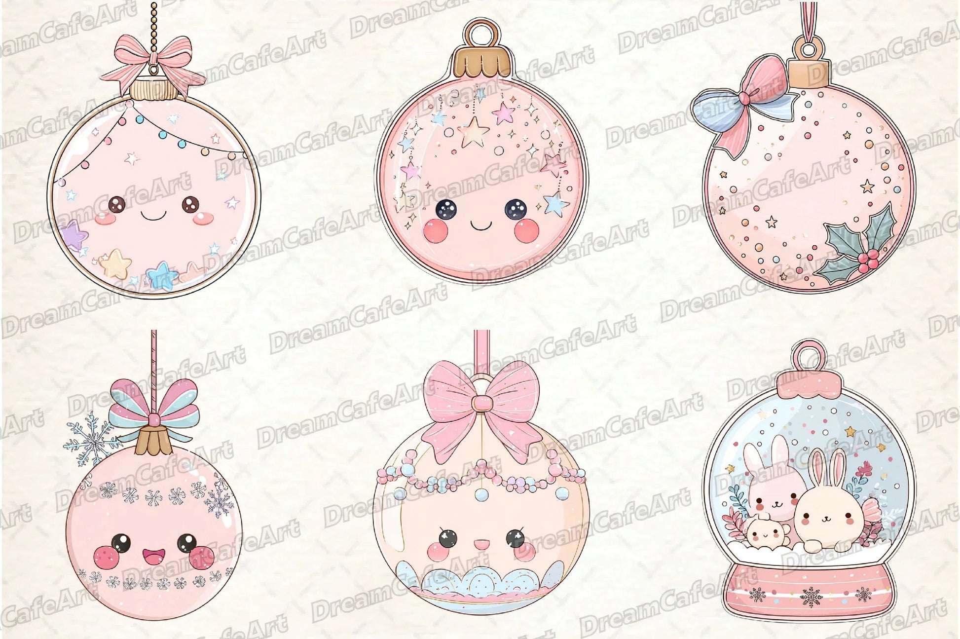 Pastel Kawaii Christmas Ornament Clipart Bundle - CraftNest - Digital Crafting and Art