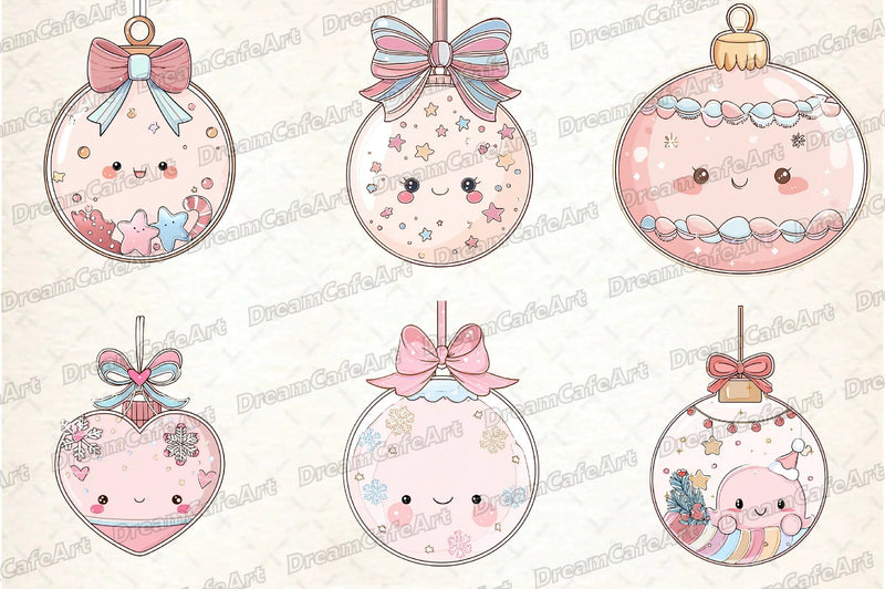 Pastel Kawaii Christmas Ornament Clipart Bundle - CraftNest - Digital Crafting and Art