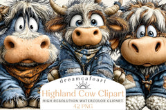 Patchwork Highland Cow Clipart Bundle - CraftNest - Digital Crafting and Art