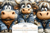 Patchwork Highland Cow Clipart Bundle