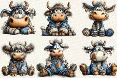 Patchwork Highland Cow Clipart Bundle - CraftNest - Digital Crafting and Art