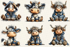 Patchwork Highland Cow Clipart Bundle - CraftNest - Digital Crafting and Art