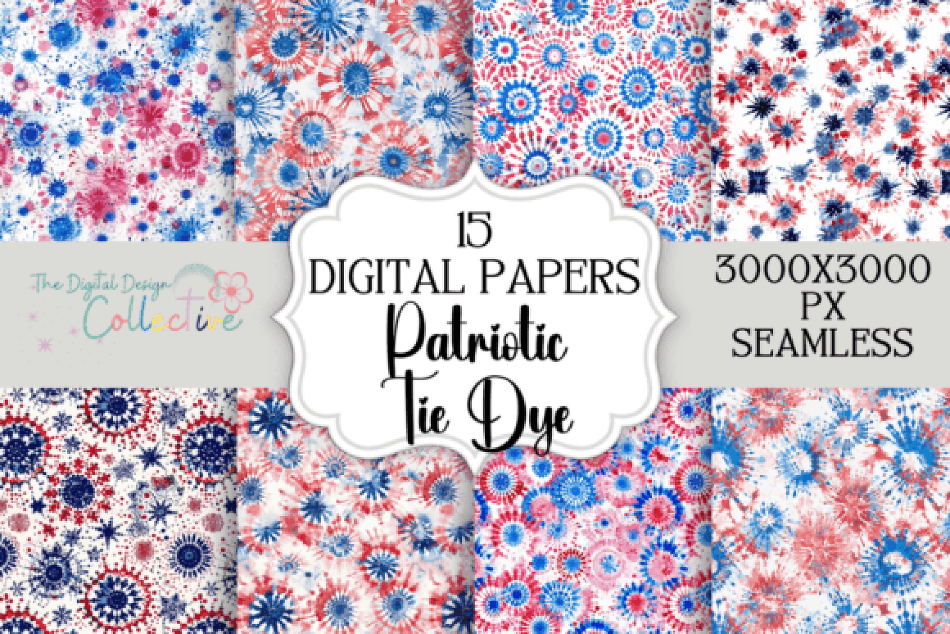 Patriotic Tie Dye Seamless Digital Paper - CraftNest - Digital Crafting and Art