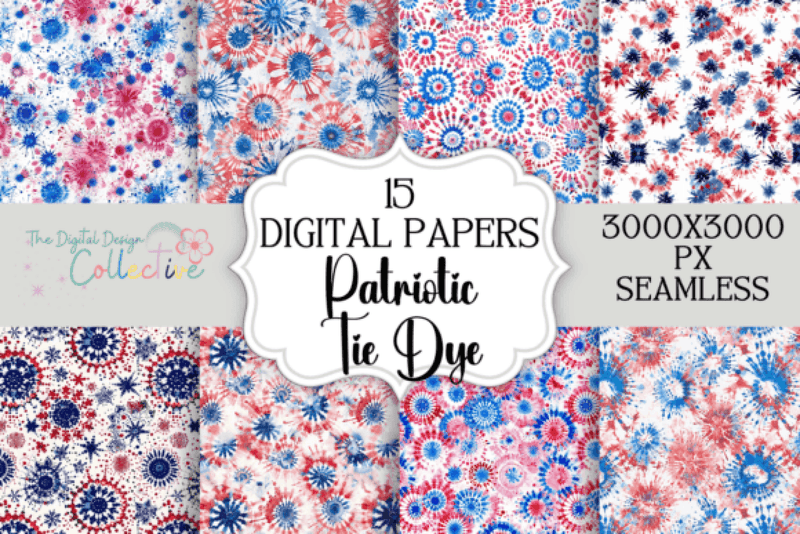 Patriotic Tie Dye Seamless Digital Paper - CraftNest - Digital Crafting and Art