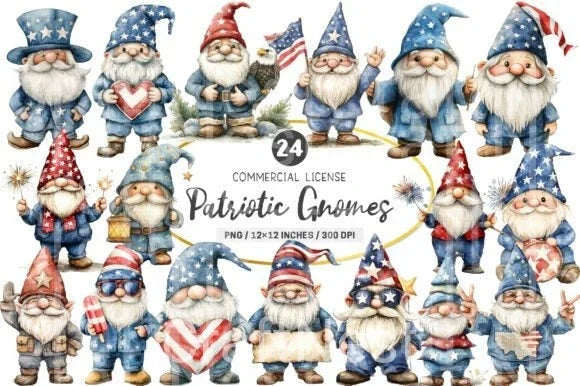 Patriotic Gnomes Clipart Bundle 55 - CraftNest - Digital Crafting and Art
