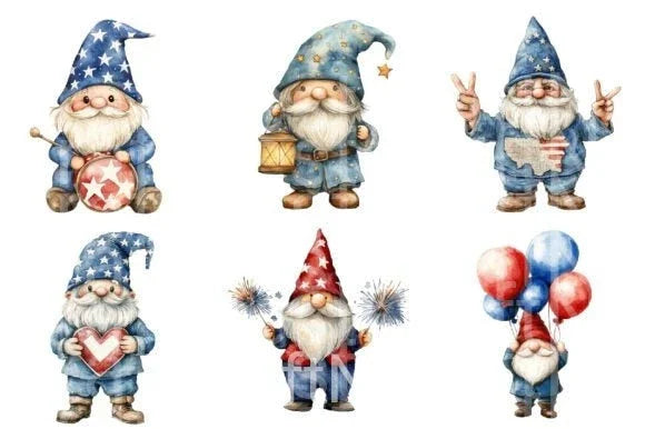 Patriotic Gnomes Clipart Bundle 55 - CraftNest - Digital Crafting and Art