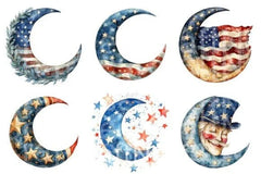 Patriotic Moons Clipart Bundle - CraftNest - Digital Crafting and Art