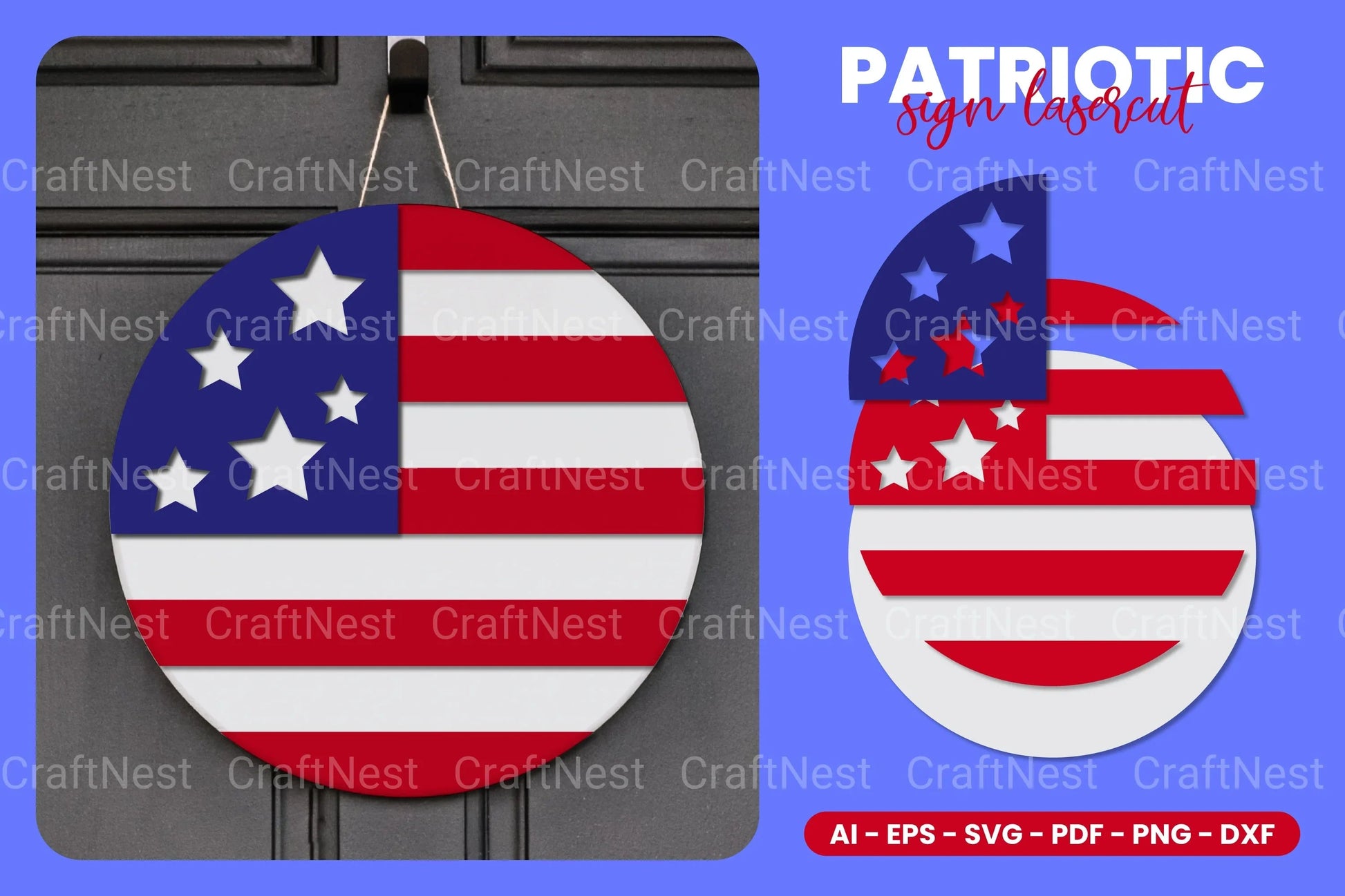 Patriotic Round Sign Lasercut SVG Bundle - CraftNest - Digital Crafting and Art